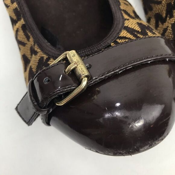 Michael Michael Kors ERIN Brown Logo Fabric Cap Toe Ballet Flats - Picture 3 of 11